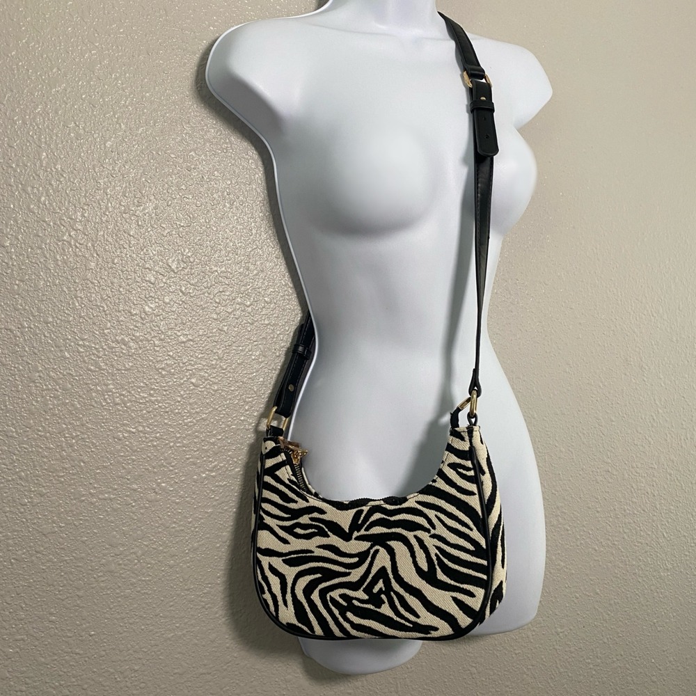 Y2K Zebra Print Crossbody Shoulder Bag 2000s McBling Bratzcore Animal Print Boho